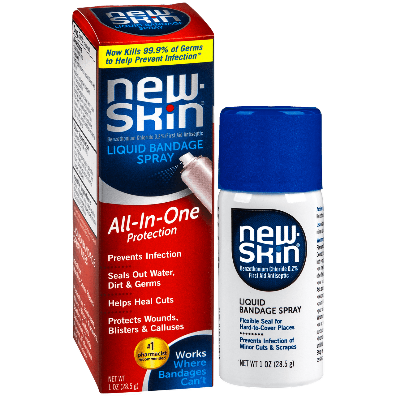 New Skin Liquid Spray Bandage For Antiseptic For Hard To Cover Areas, 1 Oz